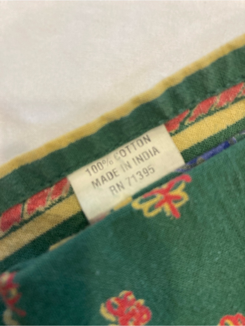 INDIAN COTTON Green Floral Border Napkins - Set of 3 - Picture 5 of 5